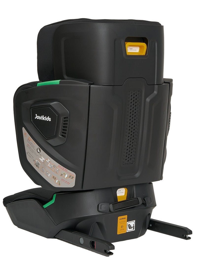 Jovikids - Cabin Size Portable Rober i-Size Booster Seat With ISOFIX, 100 - 150 CM (Approx. 3 To 12 Years), Adjustbale Height And Width, Compact And Folding, ECE R129, Black - Image 1