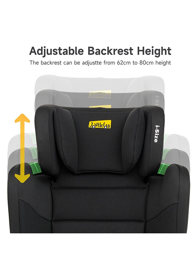 Jovikids - Cabin Size Portable Rober i-Size Booster Seat With ISOFIX, 100 - 150 CM (Approx. 3 To 12 Years), Adjustbale Height And Width, Compact And Folding, ECE R129, Black - Image 1