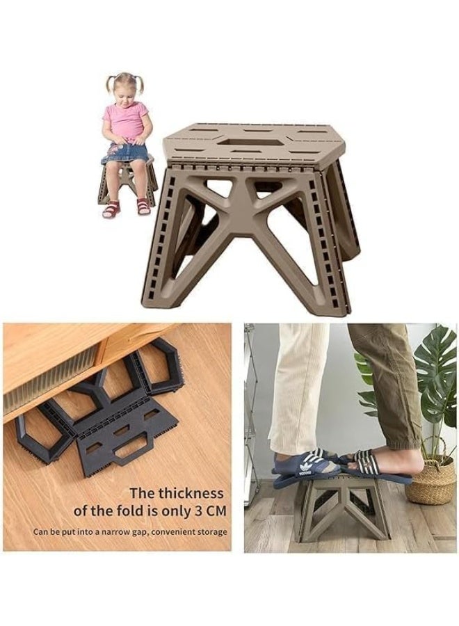 Small, foldable, heavy-duty, portable plastic chair with a space-saving design. Grey color, suitable for indoor and outdoor use, camping, fishing, and gardening. Versatile, sturdy, and practical. 32 x 28 x 23 cm - Image 3