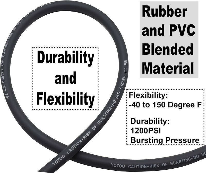 YOTOO 3/8-Inch by 50-Feet Hybrid Air Hose - 300 PSI Heavy Duty, Kink Resistant, All-Weather Flexibility - Image 2