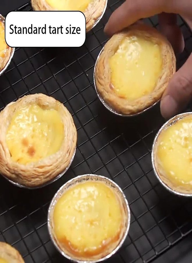 DPWOUM 100Pcs Silver Mini Pie Tins, Round Tart Pie Foil Pan Disposable Foil Tart Pans, Aluminum Pans for Baking - Image 5