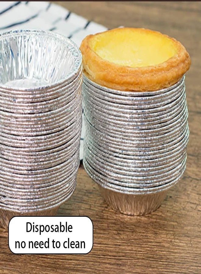 DPWOUM 100Pcs Silver Mini Pie Tins, Round Tart Pie Foil Pan Disposable Foil Tart Pans, Aluminum Pans for Baking - Image 2