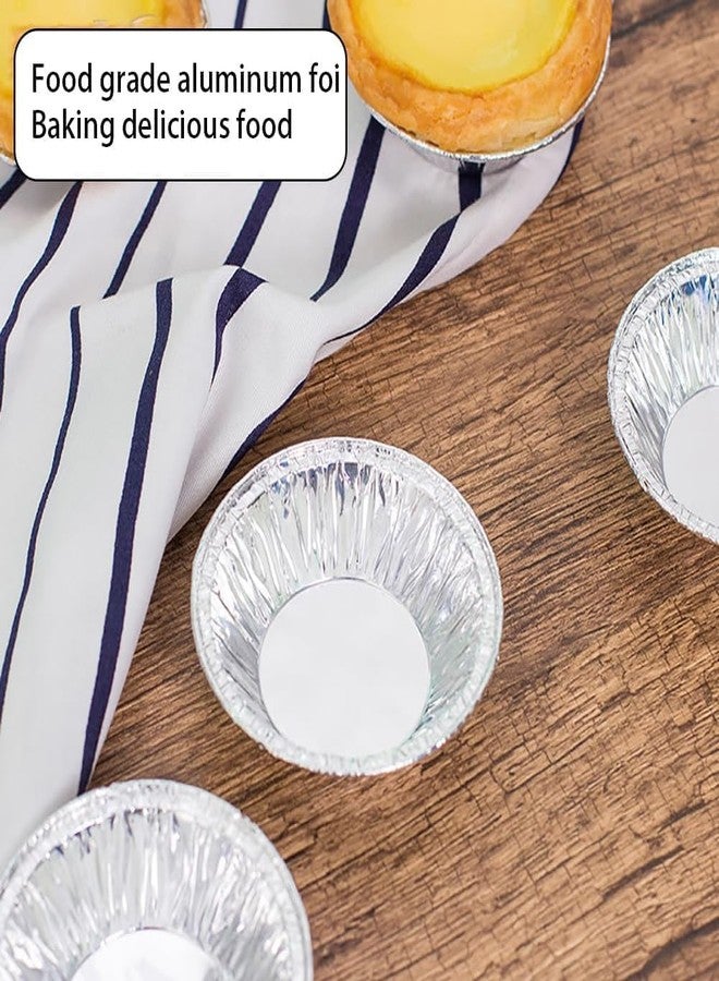 DPWOUM 100Pcs Silver Mini Pie Tins, Round Tart Pie Foil Pan Disposable Foil Tart Pans, Aluminum Pans for Baking - Image 4
