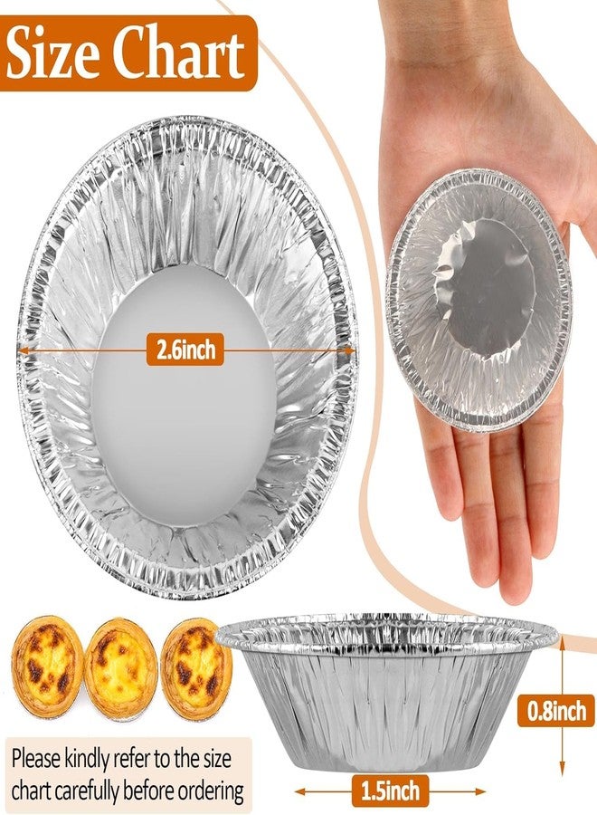 DPWOUM 100Pcs Silver Mini Pie Tins, Round Tart Pie Foil Pan Disposable Foil Tart Pans, Aluminum Pans for Baking - Image 3