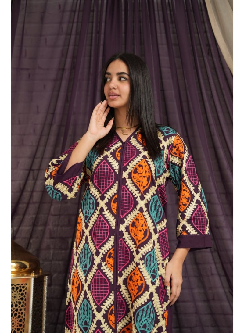 AFandina Mother and daughter jalabiya set with a harmonious design and luxurious patterns for an elegant family look SM-47 - Image 2