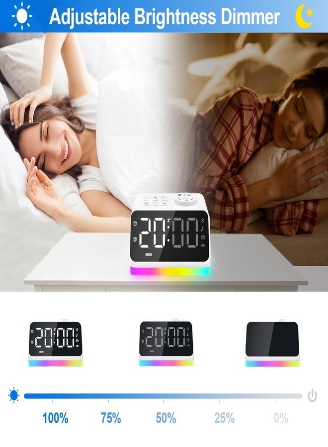 JALL Digital Alarm Clock with FM Radio for Bedroom, 8 Colors Night Light with Charging Port, Sleep Sound Machines with Timer, Dual Alarm (White with White Font) - Image 5