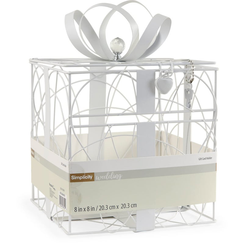 صندوق بطاقات الزفاف المعدني الأبيض البسيط 85 ل x 9 و x 112 ح