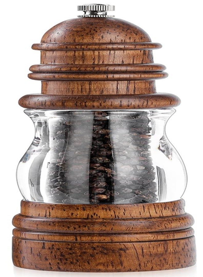 Leden Wood Pepper Grinder Mill, Manual Salt and Pepper Mills refillable with Visible Window, Pepper Shakers, Salt Mill, Adjustable Coarseness Fine to Coarse, 8.6 Inches (1 Pack) - Image 1