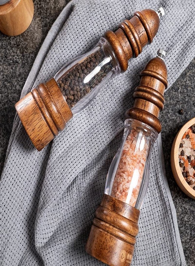 Leden Wood Pepper Grinder Mill, Manual Salt and Pepper Mills refillable with Visible Window, Pepper Shakers, Salt Mill, Adjustable Coarseness Fine to Coarse, 8.6 Inches (1 Pack) - Image 4