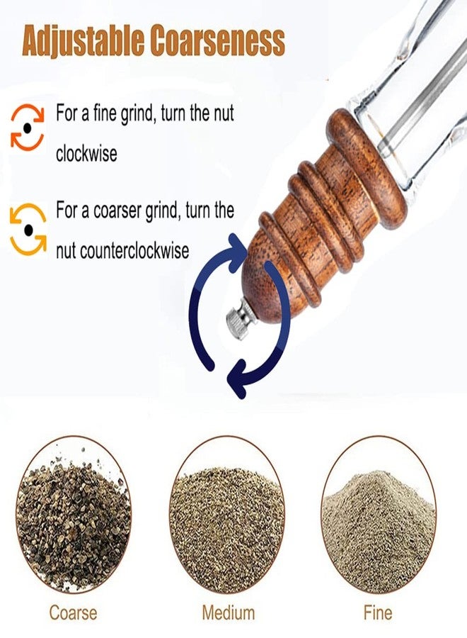 Leden Wood Pepper Grinder Mill, Manual Salt and Pepper Mills refillable with Visible Window, Pepper Shakers, Salt Mill, Adjustable Coarseness Fine to Coarse, 8.6 Inches (1 Pack) - Image 3