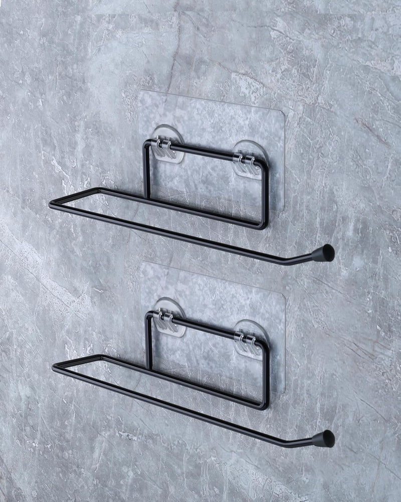 Pathavi Toilet Paper Holder with Phone Shelf, Black Metal, Bathroom Storage Organiser - Image 3