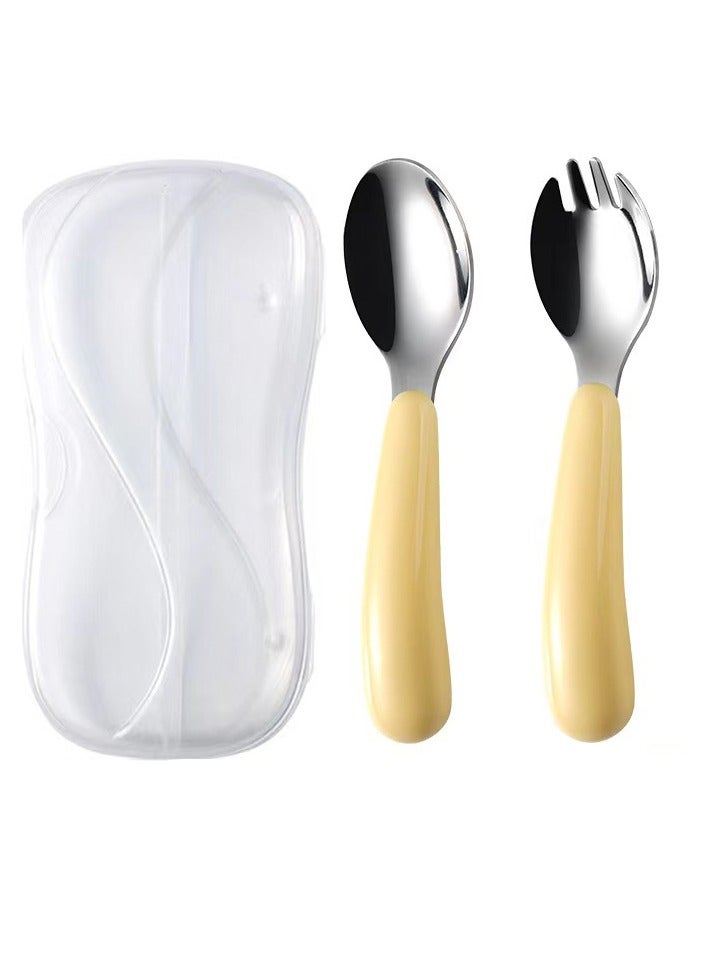 2-piece toddler cutlery set, toddler forks and spoons, stainless steel toddler set, specially designed for self-feeding cutlery set, with travel carrying case  - Image 1