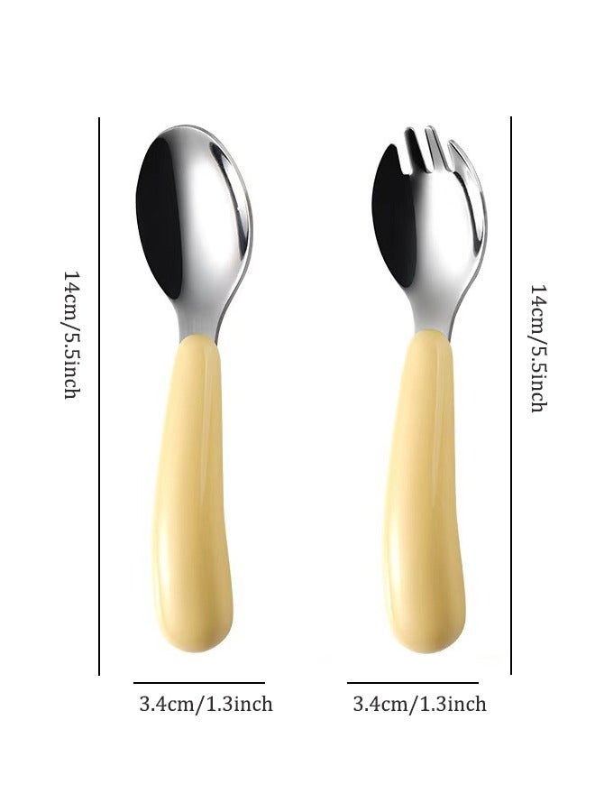 2-piece toddler cutlery set, toddler forks and spoons, stainless steel toddler set, specially designed for self-feeding cutlery set, with travel carrying case  - Image 2