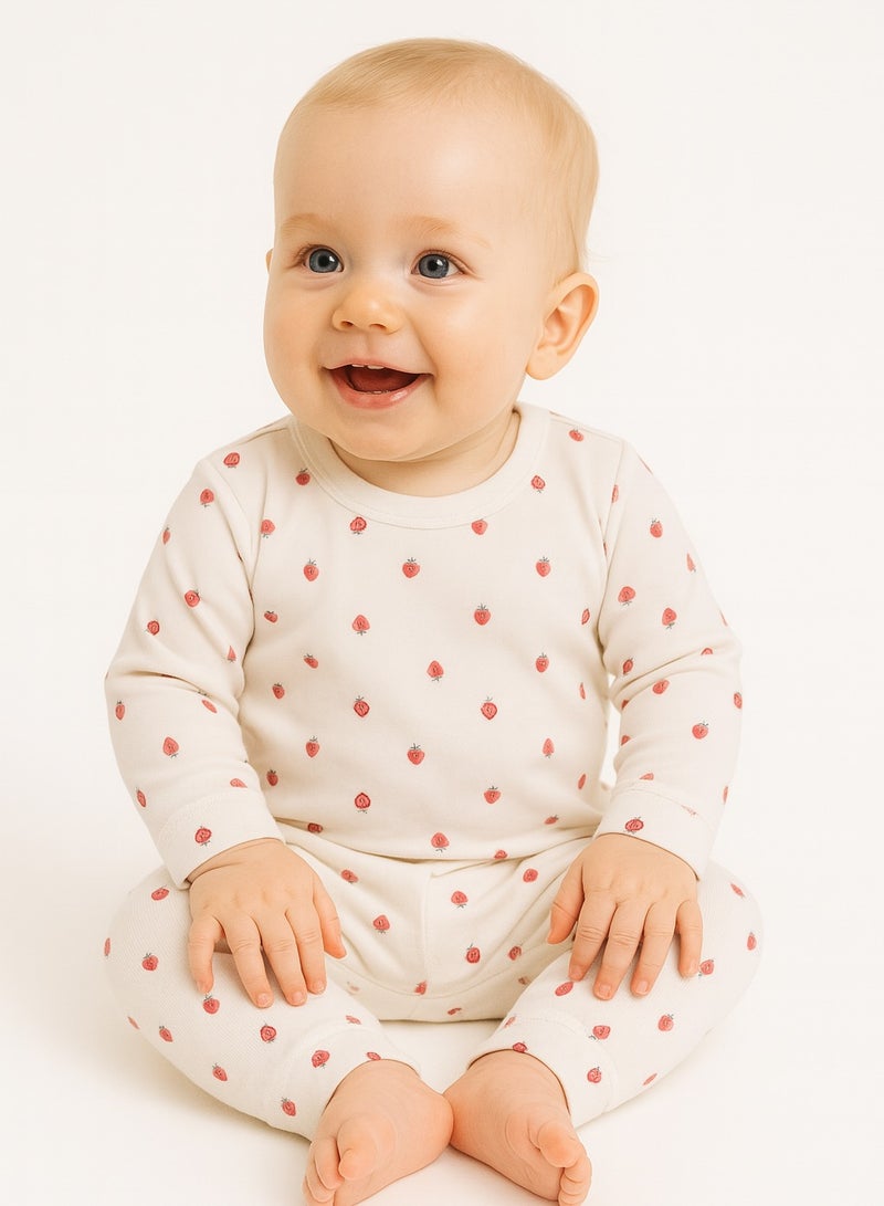 Baby 2-Piece Pullover Outfit Set - Cotton Blend, Long Sleeve Top & Pants with Cuffs, Breathable & Soft - For 6–24 Months  - Image 1