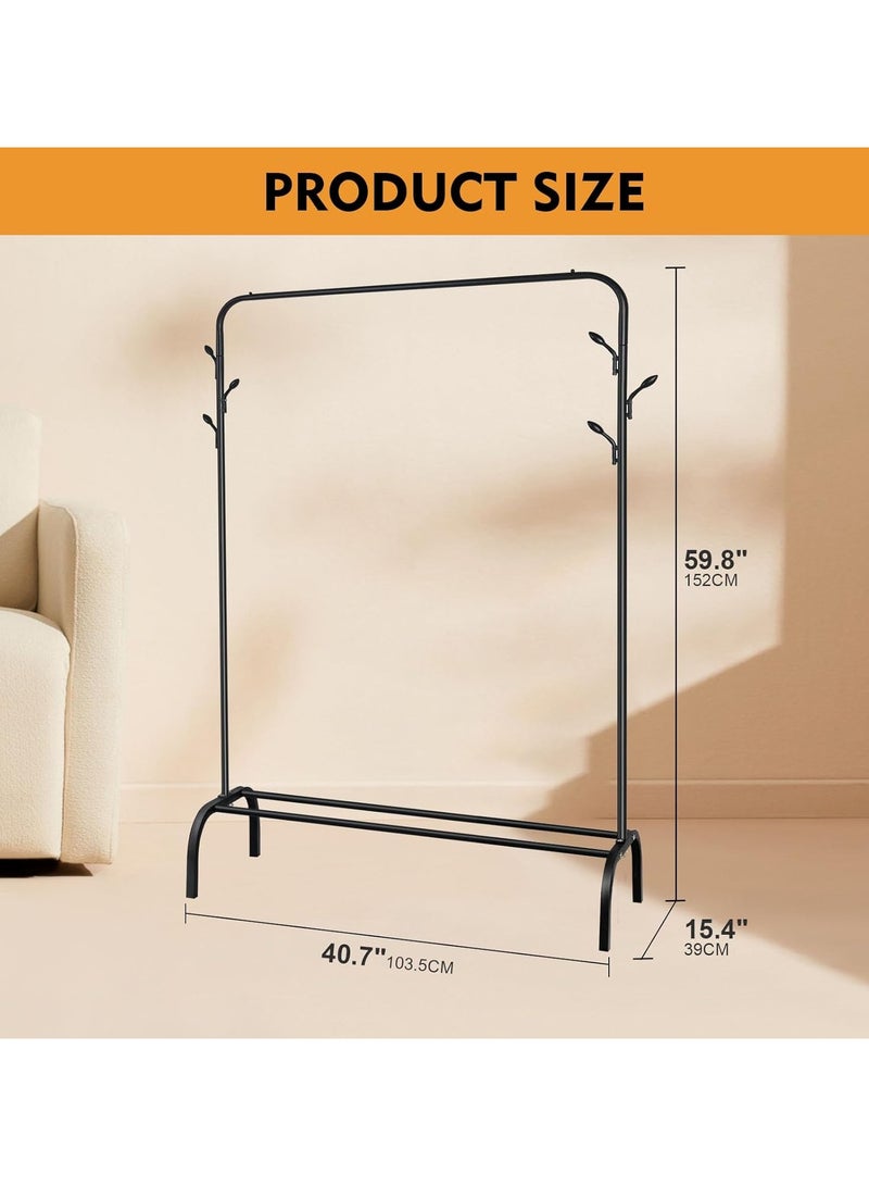Raxoom Multipurpose Clothing Garment Rack with Bottom Shelves,Metal Clothes Stand Rack with Rod and Lower Storage Shelf, Heavy Duty Coat Rack and Shoe Bench Storage Stand for Indoor Bedroom - Image 4