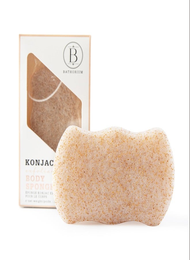 Bathorium Konjac Walnut Shell Body Sponge, Gently Cleanses Skin, Ideal for Daily Use, Made with Hand-Harvested Asian Konjac Root, Softens & Revitalizes, 1 Sponge - Image 1