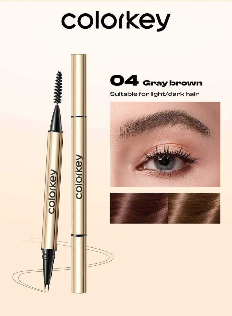 كولوركي قلم تحديد الحواجب المائي ثلاثي الأبعاد 0.55 مل، مقاوم للماء، يدوم طويلًا، مع تطبيق فائق النعومة، صبغ غير قابل للإزالة، 04 رمادي بني - Image 1