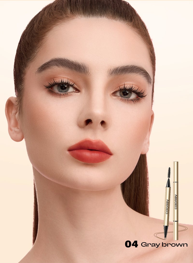 كولوركي قلم تحديد الحواجب المائي ثلاثي الأبعاد 0.55 مل، مقاوم للماء، يدوم طويلًا، مع تطبيق فائق النعومة، صبغ غير قابل للإزالة، 04 رمادي بني - Image 2