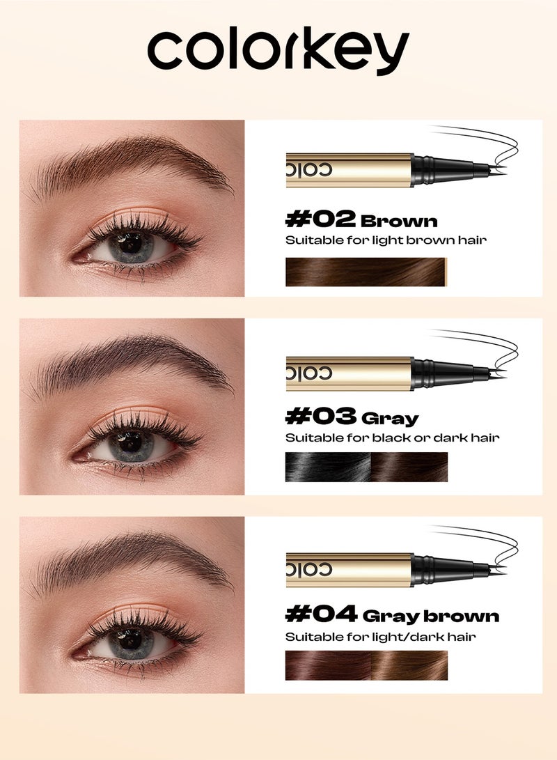 كولوركي قلم تحديد الحواجب المائي ثلاثي الأبعاد 0.55 مل، مقاوم للماء، يدوم طويلًا، مع تطبيق فائق النعومة، صبغ غير قابل للإزالة، 04 رمادي بني - Image 4