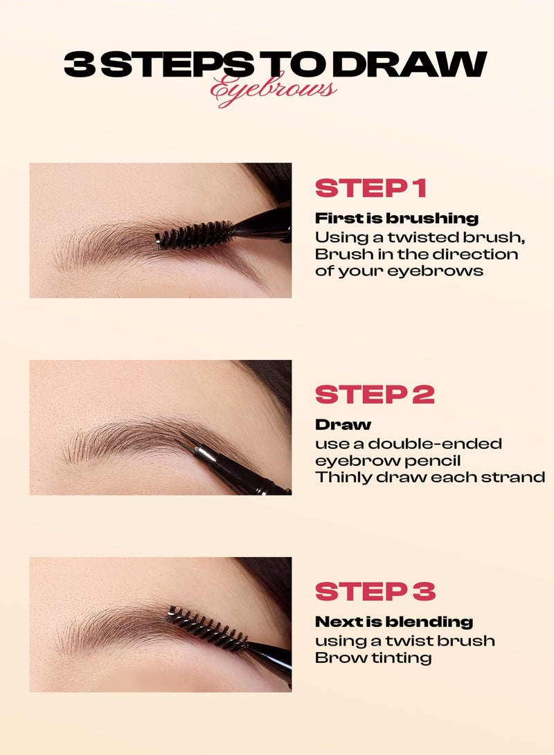 كولوركي قلم تحديد الحواجب المائي ثلاثي الأبعاد 0.55 مل، مقاوم للماء، يدوم طويلًا، مع تطبيق فائق النعومة، صبغ غير قابل للإزالة، 04 رمادي بني - Image 5