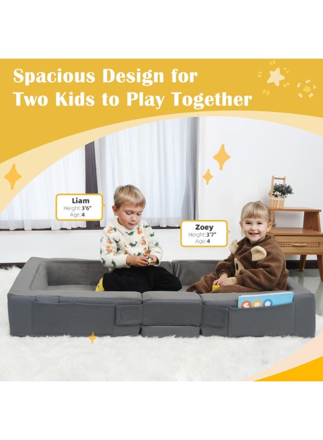 XICEN Toddler Travel Bed, Folding Portable Baby Cot, Can Store Toys & Clothes, Machine Washable Kids Bed, Lightweight Baby Cradle for Baby 18M – 4 Years Old (Grey Color) - Image 4