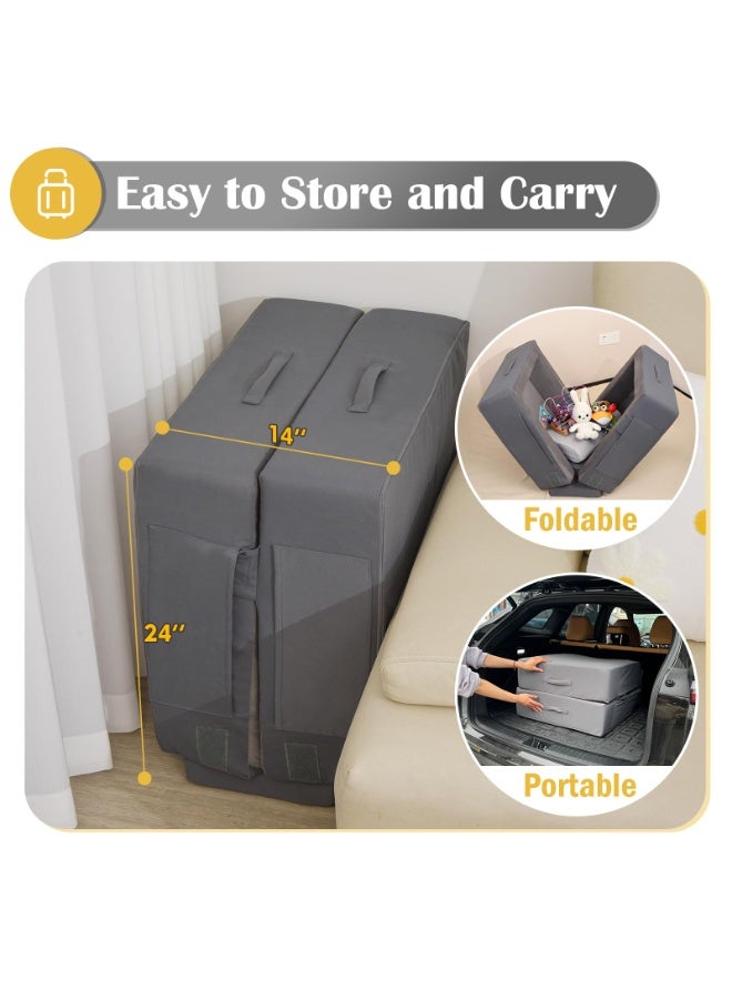 XICEN Toddler Travel Bed, Folding Portable Baby Cot, Can Store Toys & Clothes, Machine Washable Kids Bed, Lightweight Baby Cradle for Baby 18M – 4 Years Old (Grey Color) - Image 5