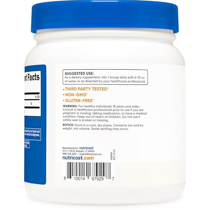 Nutricost L-Arginine Powder 500 Grams (1.1lbs) - Pure L-Arginine Powder - 5000mg Per Serving; 100 Servings - Image 4