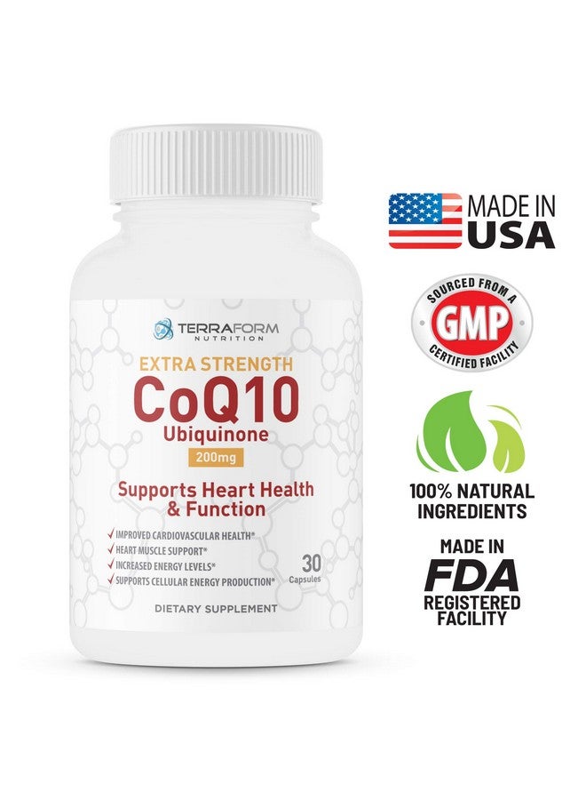 TerraForm Nutrition Extra Strength Coq10 200Mg Supports Heart Health Cardiovascular Health & Digestive Health Fat Soluble Natural Supplement Coenzyme Q 10 (Ubiquinone) Made In Usa 1 Month - Image 3