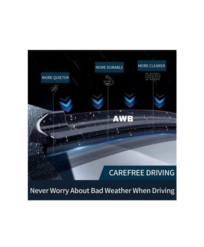 AWB® Front Hybrid Wiper Blades Compatible with Toyota Innova Crysta Size 26"16"(Pack of 2) - Image 2