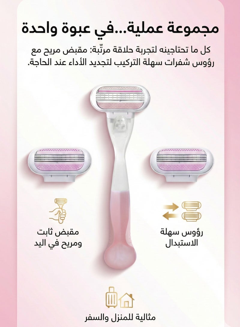 BOLAND LAURA Vionos Comfortglide Breeze – Women’s Razor 3 Blades with 2 Refill Cartridges (1 Handle + 2 Heads) - Image 3