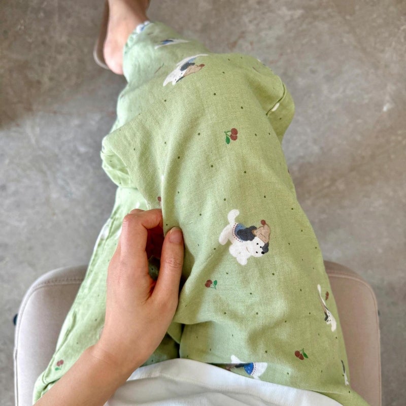 Women's Cotton Double-Layer Gauze Pajama Set Cute Cheese Dog Print - Image 1
