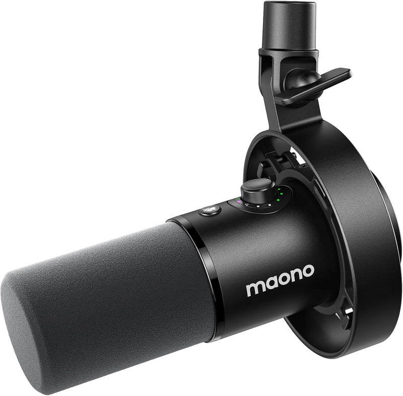 MAONO Podcast Dynamic Microphone-XLR USB Recording Mic: for Vocal Recording, Content Creation, Home Studio, Voiceover, with 192kHz/24bit, Noise Reduction, Mic Gain, Monitoring, Mute (PD300X) Black - Image 1