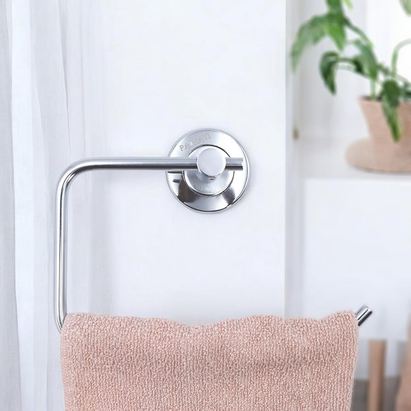 Pathavi Stainless Steel Wall-Mounted Toilet Paper Holder – Rustproof Tissue Roll Hanger with Swivel Arm, Durable, Rust Proof (C-Shape, Chrome Finish, Pack of 1) - Image 1