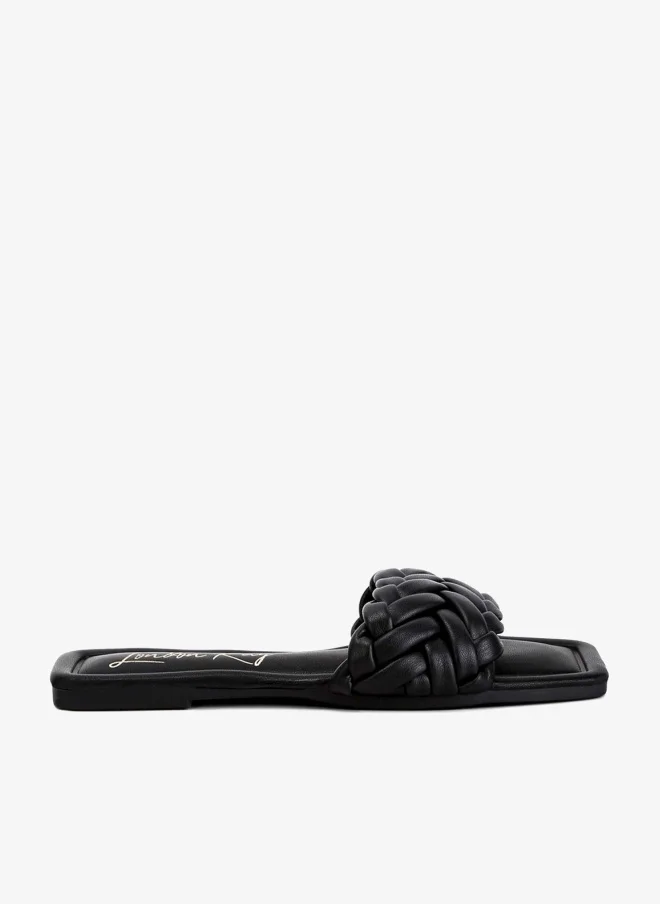 Braided Strap Flat Slip-Ons in Black