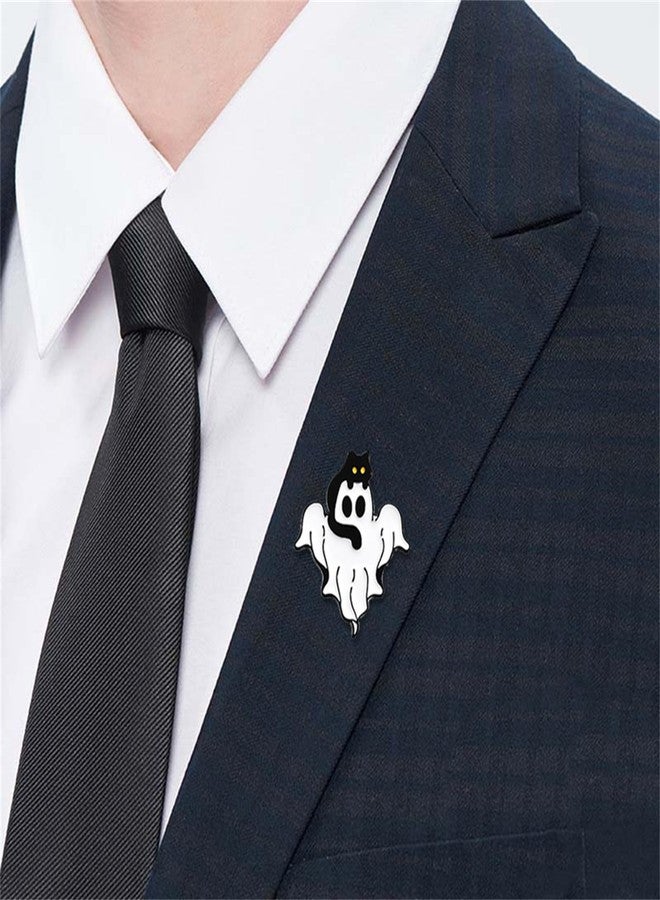 RLHRNDE 4 Pcs Cute Ghost Enamel Pins Set for Women Men Cartoon Spooky Skeleton Pins Goth Novelty Jacket Backpack Hat Clothes Decor Accessories Halloween Jewelry Gifts (Black) - Image 2