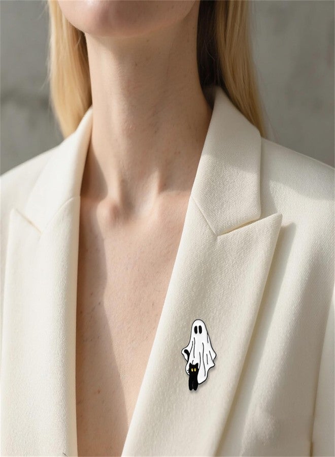 RLHRNDE 4 Pcs Cute Ghost Enamel Pins Set for Women Men Cartoon Spooky Skeleton Pins Goth Novelty Jacket Backpack Hat Clothes Decor Accessories Halloween Jewelry Gifts (Black) - Image 3