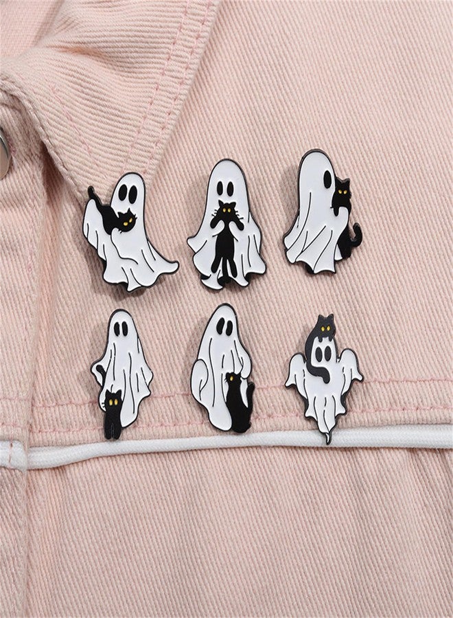 RLHRNDE 4 Pcs Cute Ghost Enamel Pins Set for Women Men Cartoon Spooky Skeleton Pins Goth Novelty Jacket Backpack Hat Clothes Decor Accessories Halloween Jewelry Gifts (Black) - Image 5