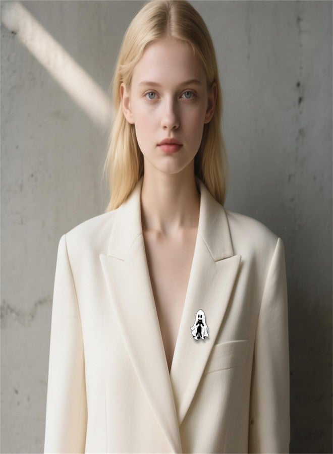 RLHRNDE 4 Pcs Cute Ghost Enamel Pins Set for Women Men Cartoon Spooky Skeleton Pins Goth Novelty Jacket Backpack Hat Clothes Decor Accessories Halloween Jewelry Gifts (Black) - Image 4