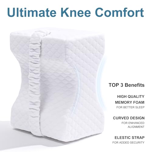 UJPFEO Knee Pillow for Side SleepersMemory Foam Leg Support Pillow for Sleeping ComfortKnee Cushion for HipKneeBack and Sciatica ReliefHelps Align SpineNatural White - Image 3