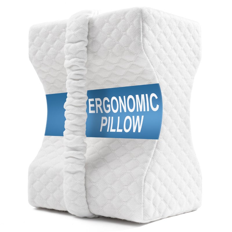 UJPFEO Knee Pillow for Side SleepersMemory Foam Leg Support Pillow for Sleeping ComfortKnee Cushion for HipKneeBack and Sciatica ReliefHelps Align SpineNatural White - Image 2
