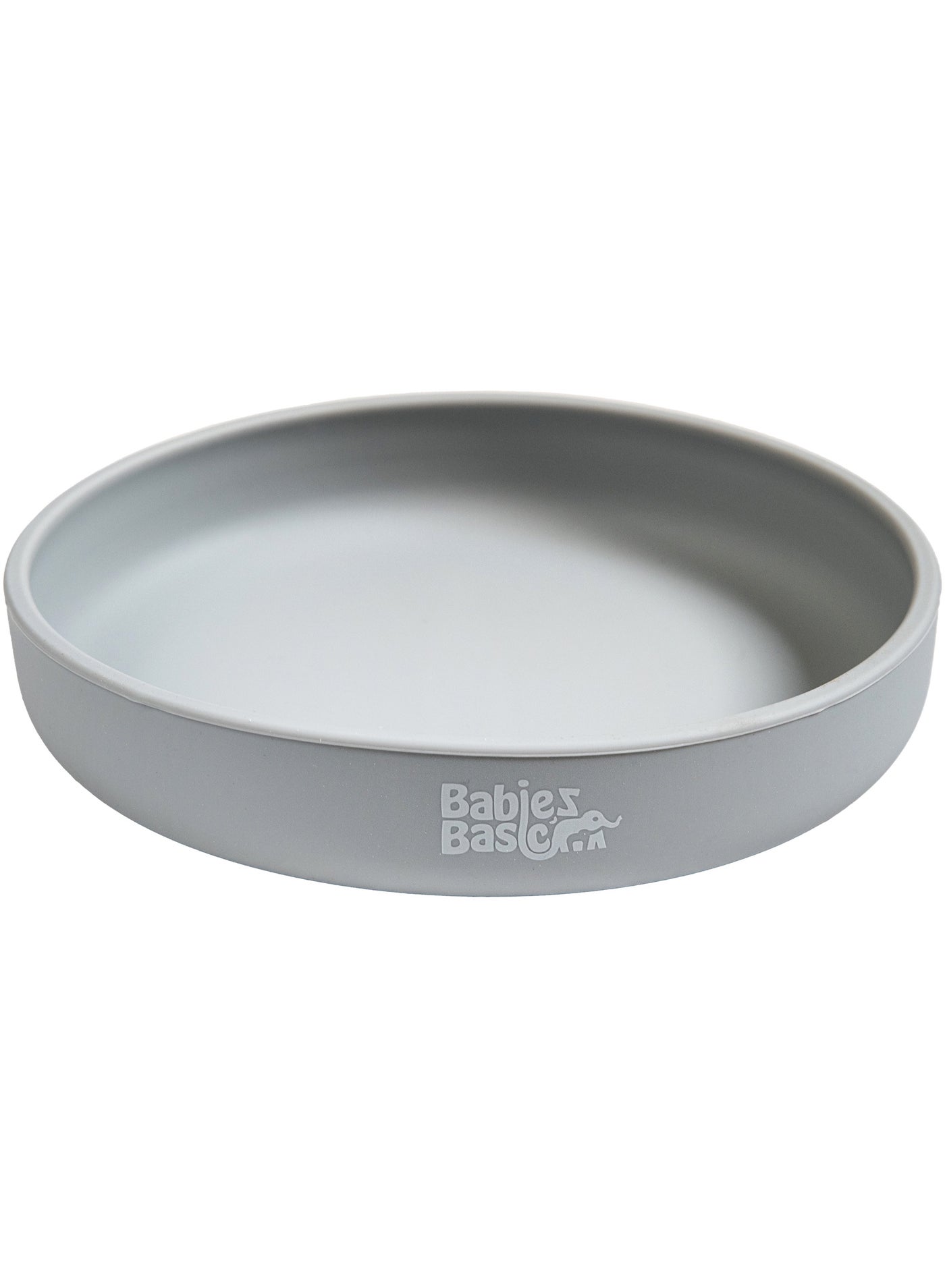 Babies Basic Silicone Feeding Set with Silicone Suction Plate, Spoon and Fork  - Gray