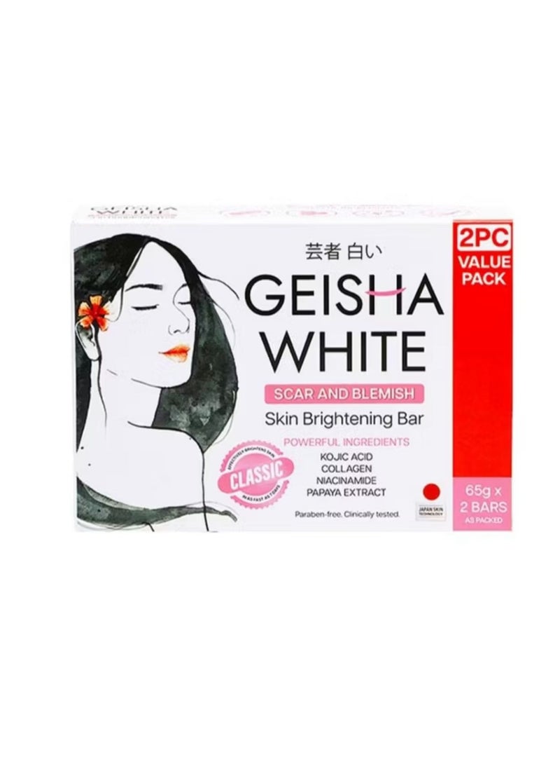 صابونة جيشا وايت لتفتيح البشرة ومعالجة الندبات والبقع 65 جرام × 2 صابونة