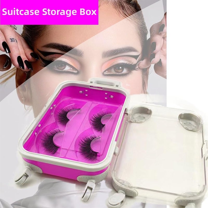 YiQiYi Fake Eyelash Organizer Case Eyelash Extension Mini Suitcase Lashes Organizer Packing Makeup Container Luaage Box for Women Travel 2 Eyelash Tray (Purple) - Image 4
