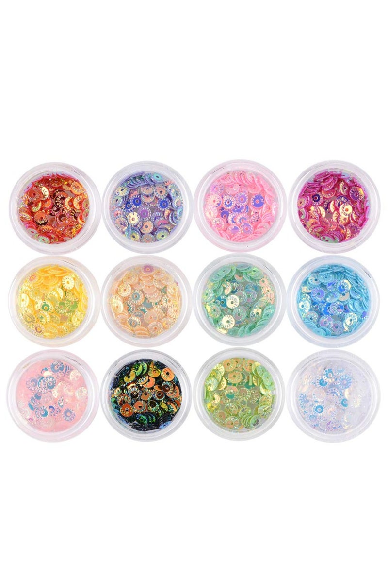 زينه أظافر بودره ورقائق لامعه 12 ألوان - Image 1