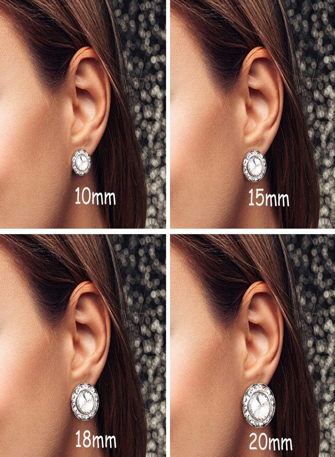 BESTEEL Rhinestone Earrings Round Shaped for Women Girls, Acrylic Stone Inside Halo Crystal Stud Earrings, Dance Competition Earrings for Stage Opera Performance Wedding Bridal Party, Hypoallergenic & - Image 4