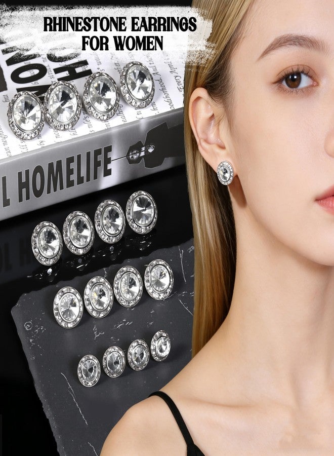 BESTEEL Rhinestone Earrings Round Shaped for Women Girls, Acrylic Stone Inside Halo Crystal Stud Earrings, Dance Competition Earrings for Stage Opera Performance Wedding Bridal Party, Hypoallergenic & - Image 5