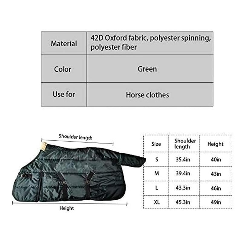 La La Pet Waterproof Warm-Keep Horse Turnout Blanket Adjustable and Breathable Clothes for Horse Mini Pony Ripstop Medium Weight 220g Poly Fill for Winter Navy 46Inches - Image 5