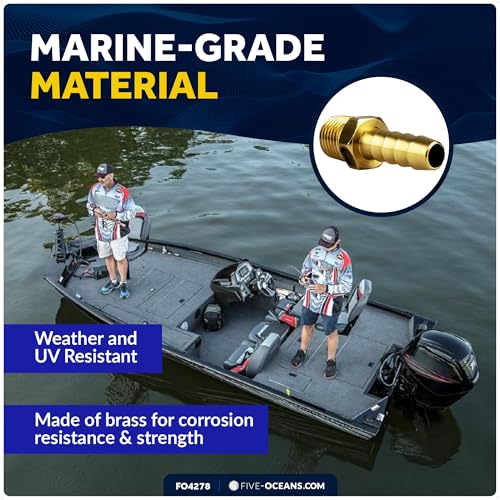 Five Oceans Brass 1/4-Inch NPT Universal Boat Fuel Tank Connector, 5/16-Inch Barb Hose, Fits Most Portable Marine Fuel Tanks - FO4278 - Image 2