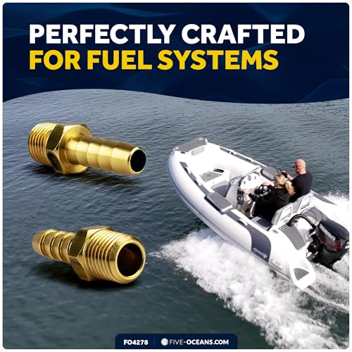 Five Oceans Brass 1/4-Inch NPT Universal Boat Fuel Tank Connector, 5/16-Inch Barb Hose, Fits Most Portable Marine Fuel Tanks - FO4278 - Image 4