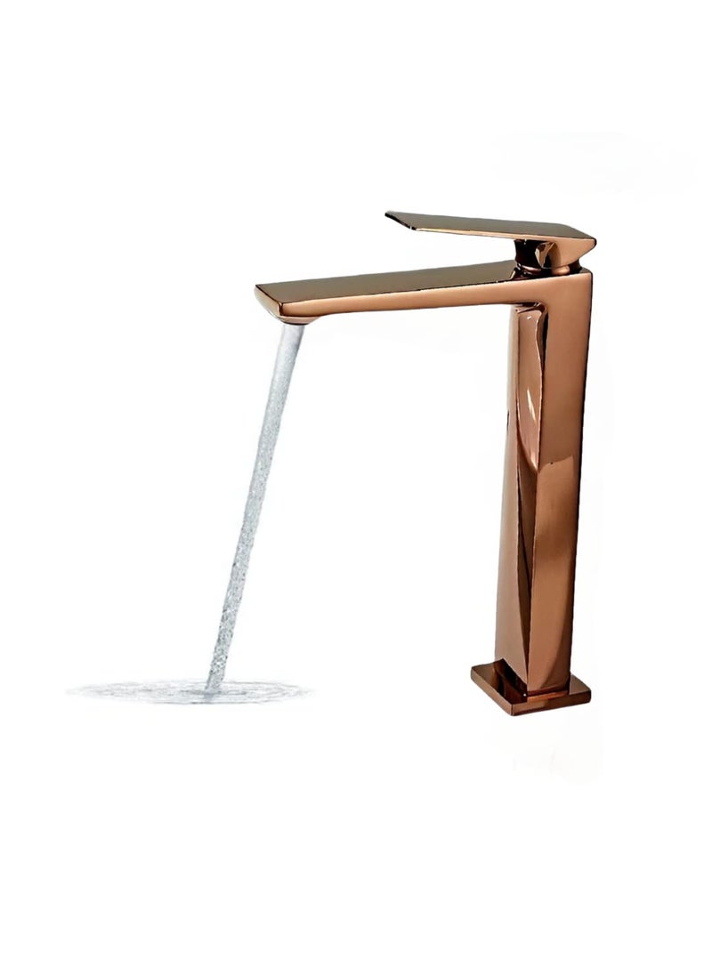 Carnival Carnival Brass Tall Body Hot & Cold Rosegold Single Lever Basin Mixer Tap (12 Inches) for Bathroom,Table Top Counter Washbasin (Rose Gold)  - Image 3